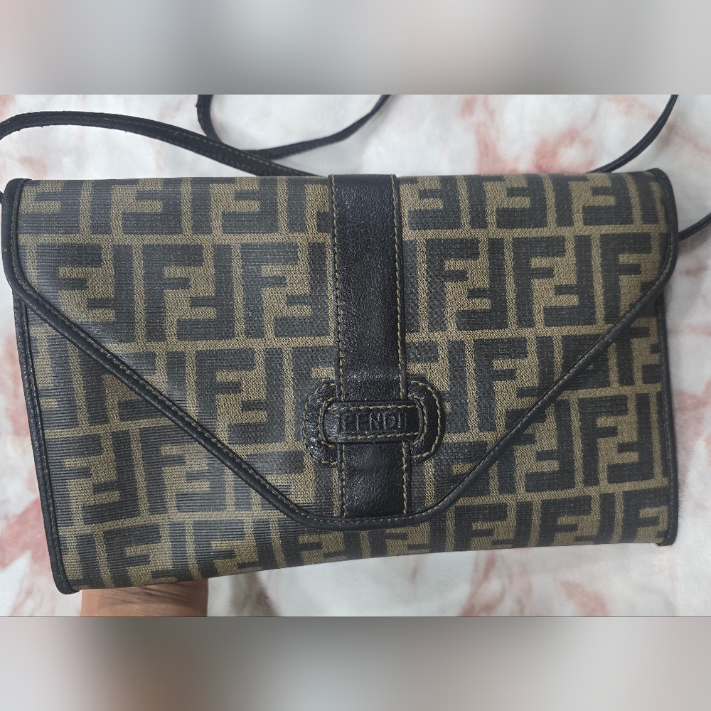 Fendi Zukka Print Black and Brown Women's Bag
